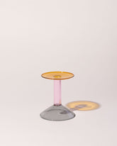 Ichendorf Milano Small Grey/Pink/Amber Rainbow Candleholder on light color background.
