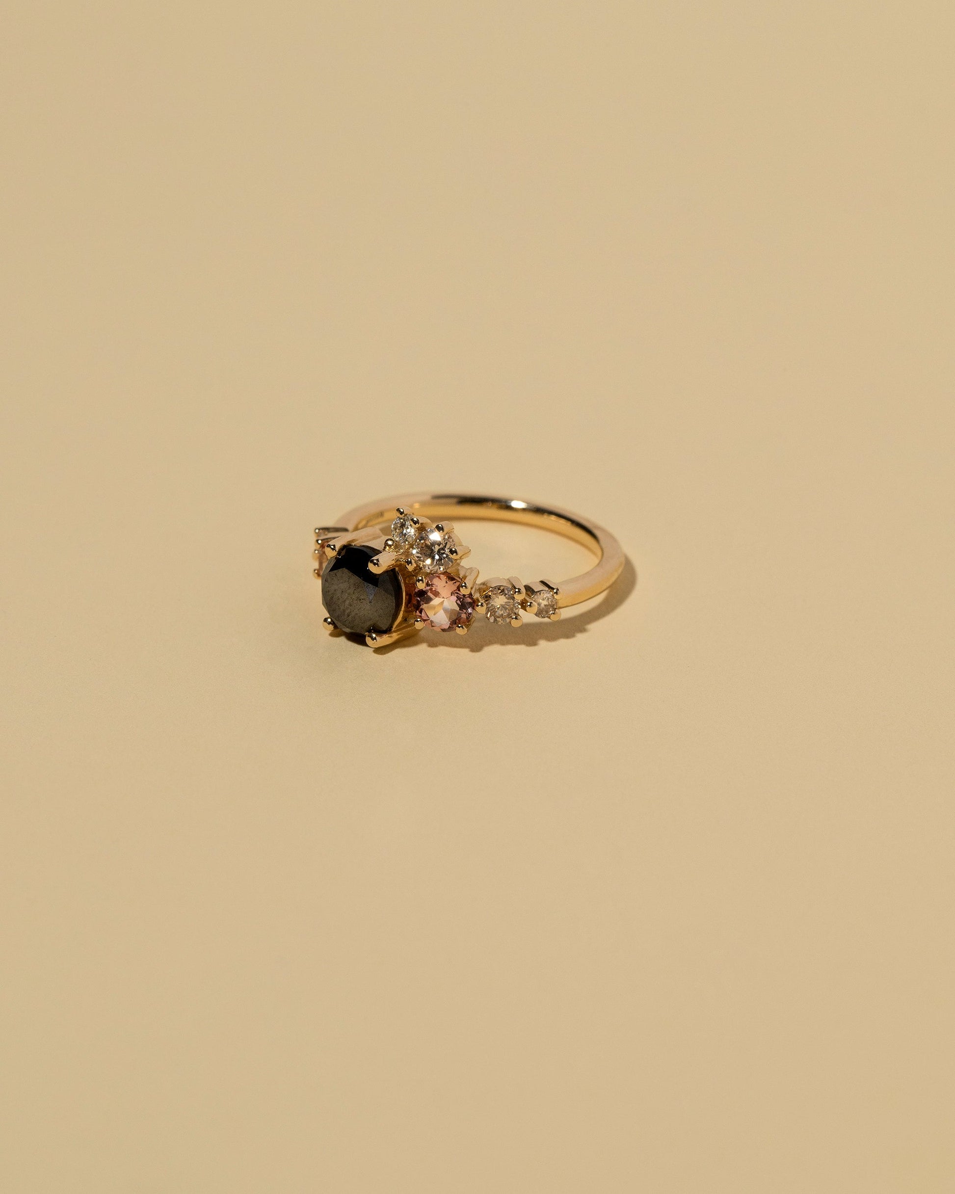  Luna Ring - Black Diamond on light color background.