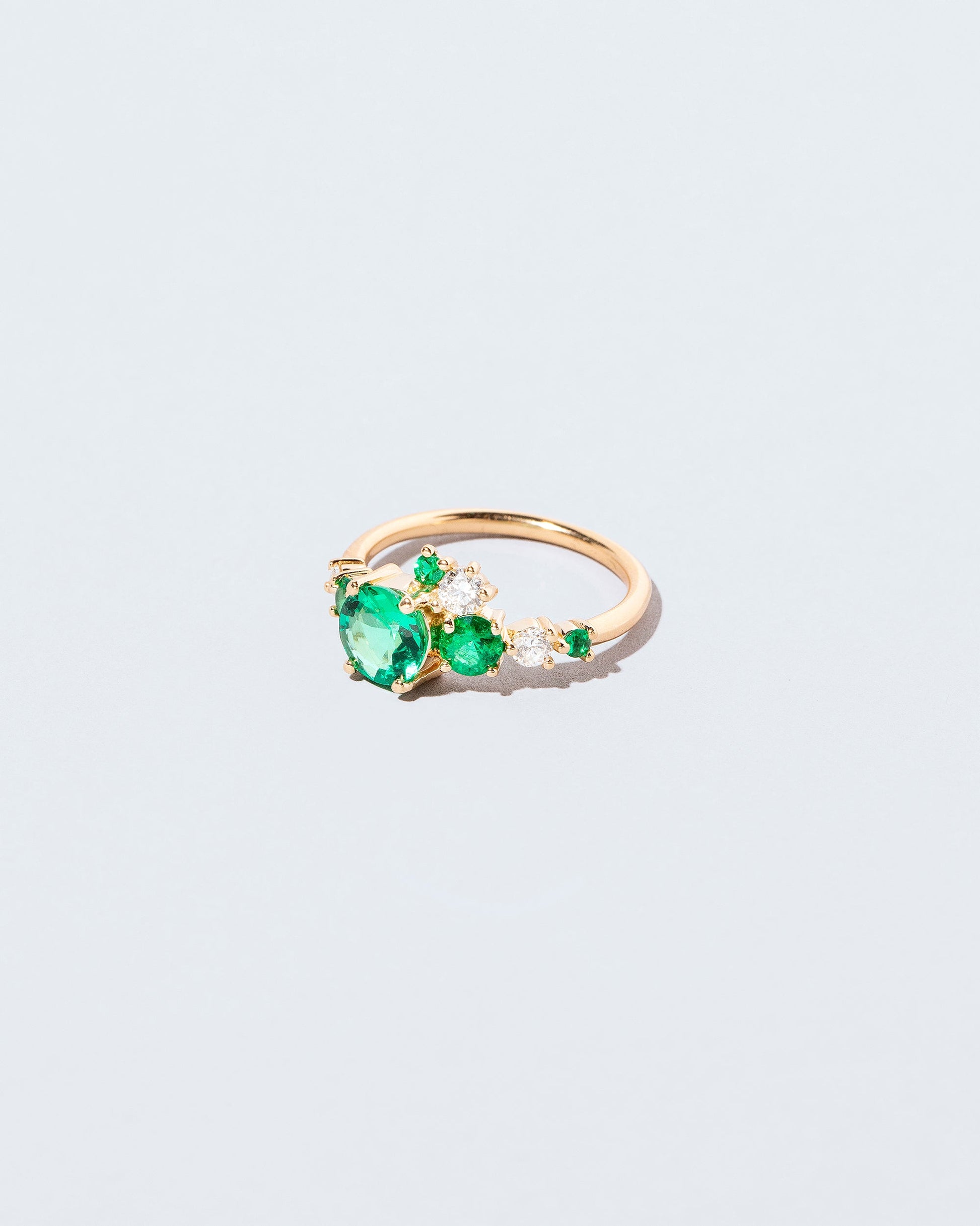  Luna Ring - Emerald on light color background.