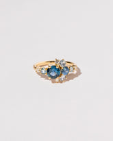  Montana Sapphire Crescent Ring on light color background.