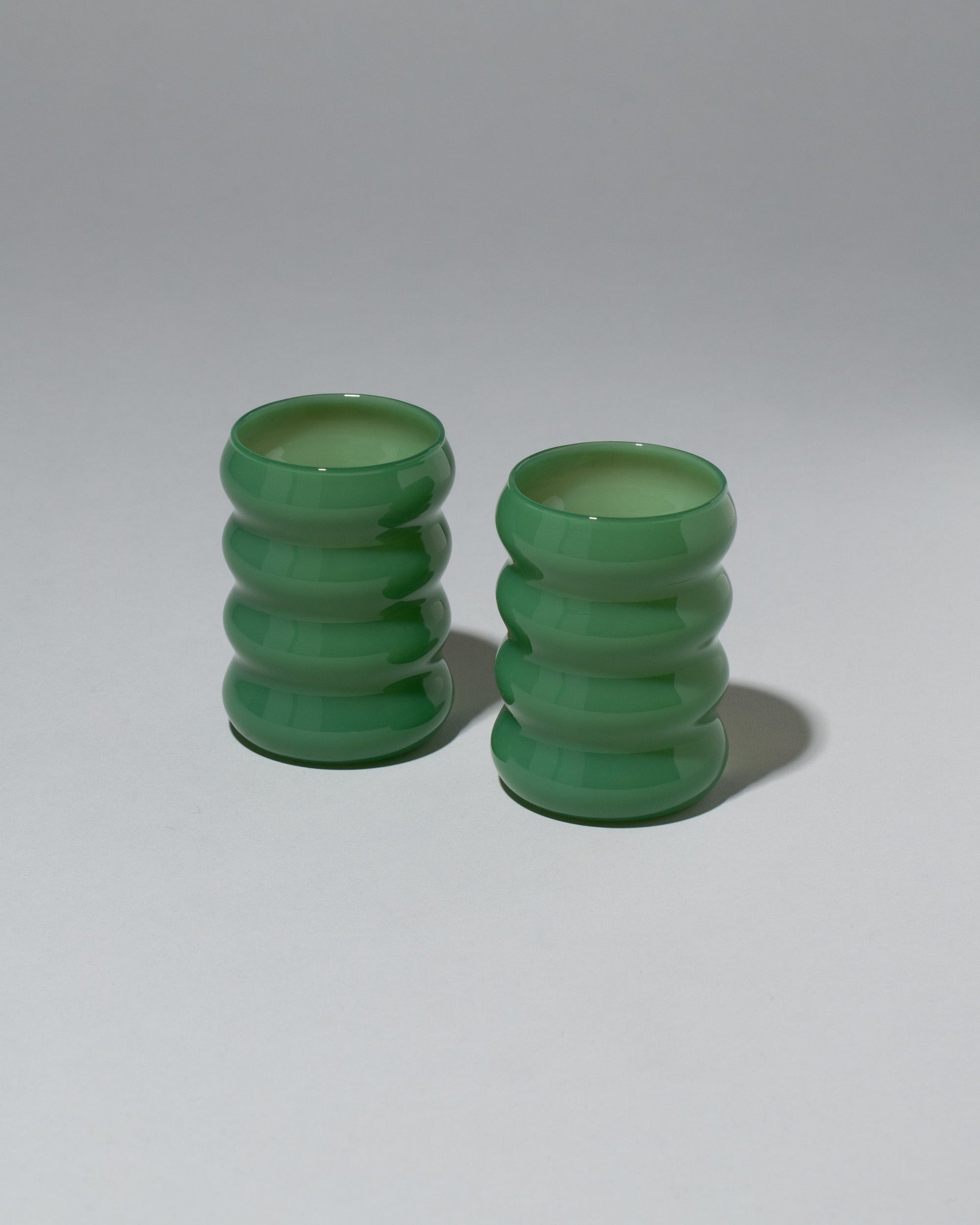 Sophie Lou Jacobsen Jade Set of Two Opaque Ripple Cup on light color background.