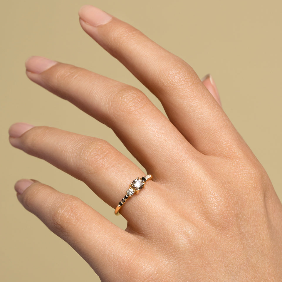 product_details::Patira Ring - Champagne Diamond on model.