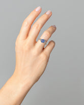 Super Luna Ring - Blue Sapphire on model.