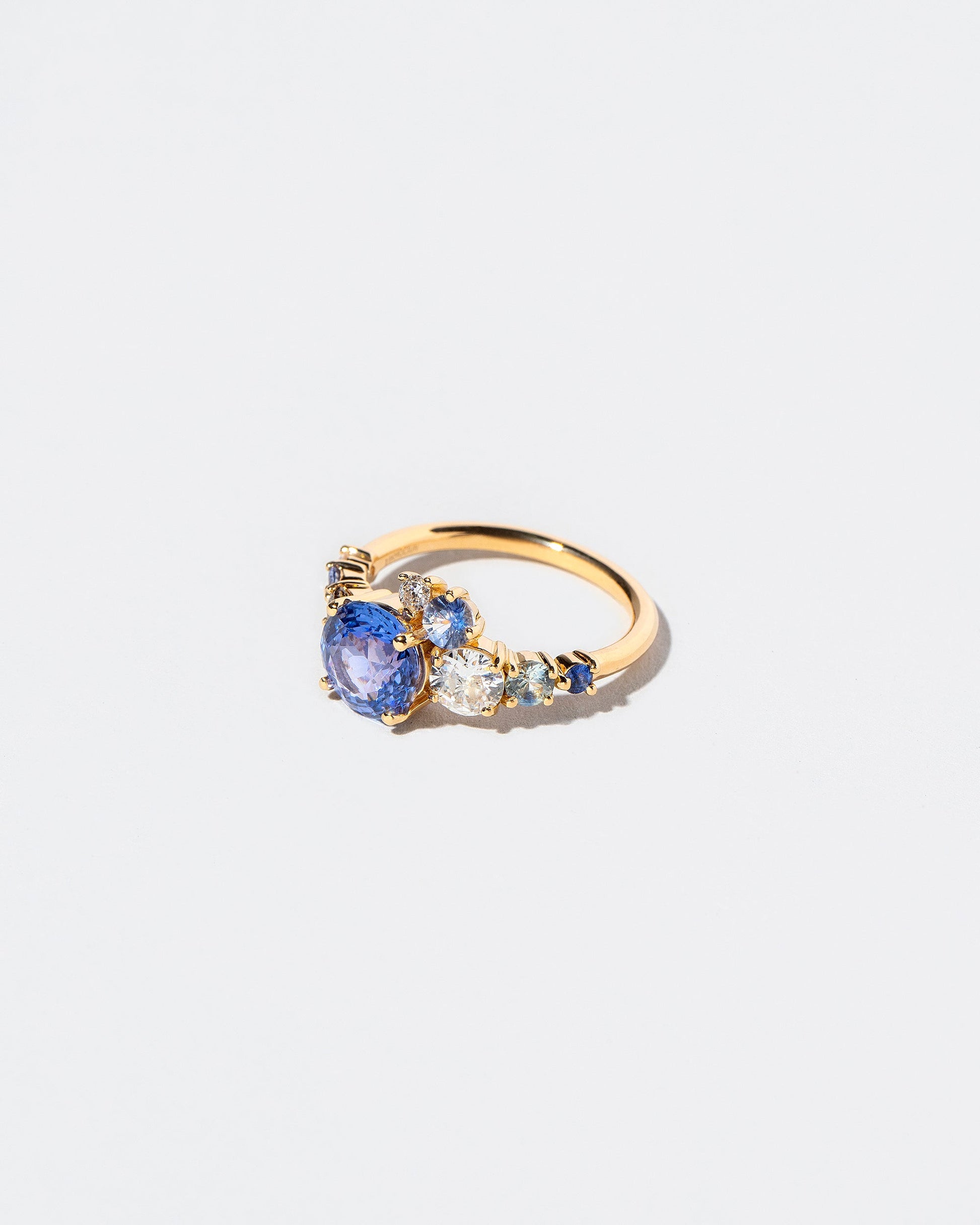  Super Luna Ring - Blue Sapphire on light color background.