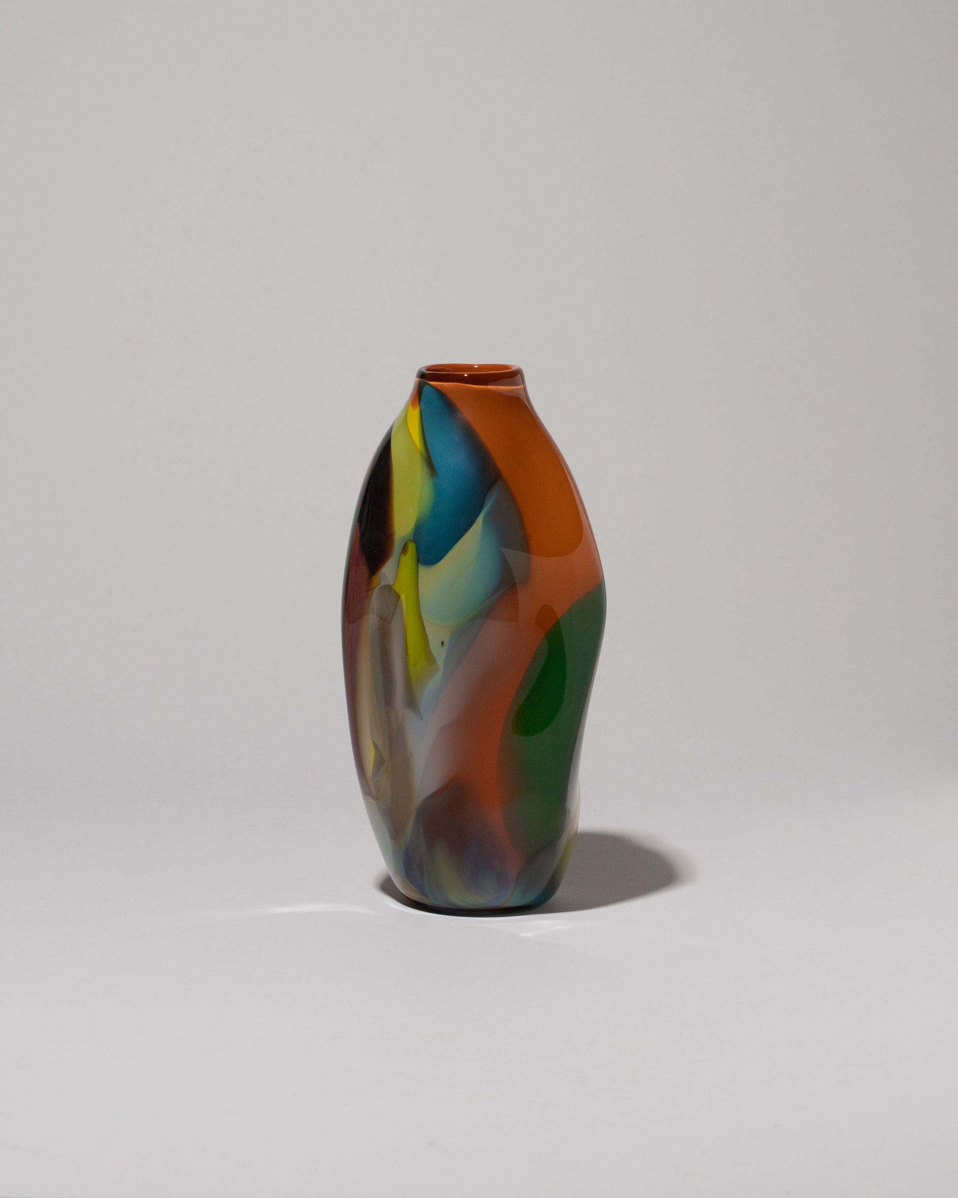 BaleFire Glass Small Orange Epiphany Vase on light color background.