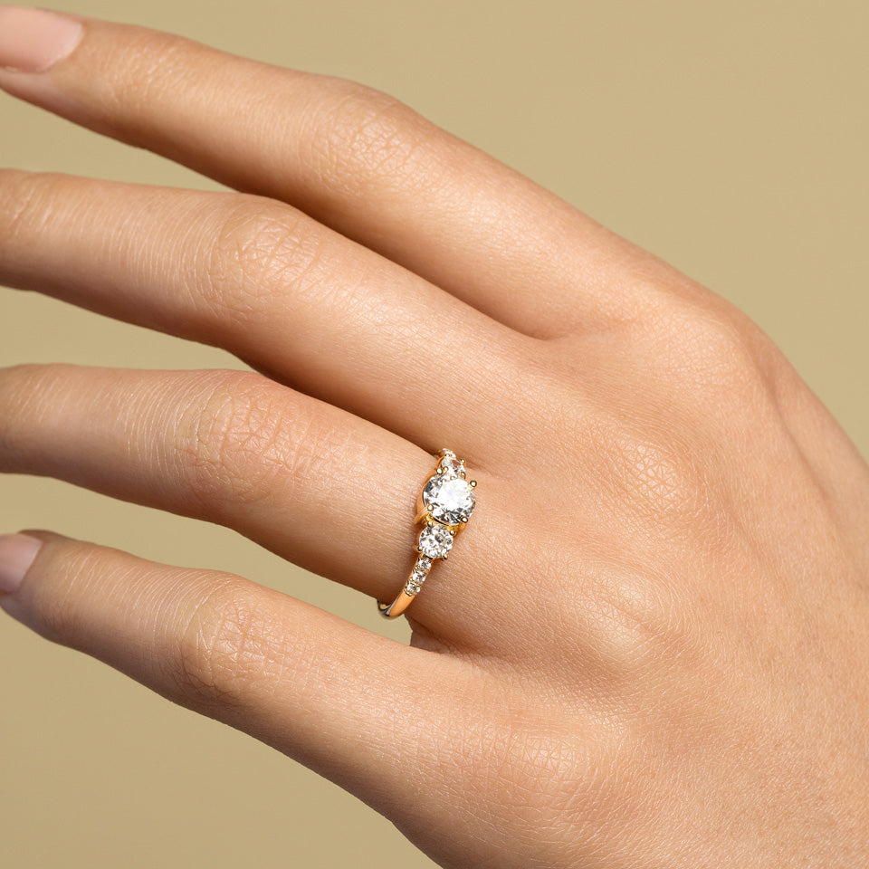 product_details::Orion Ring - White Diamond on model.