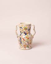 La Ceramica Vincenzo Del Monaco Small Colored Drops Ciarla Vase on light color background.