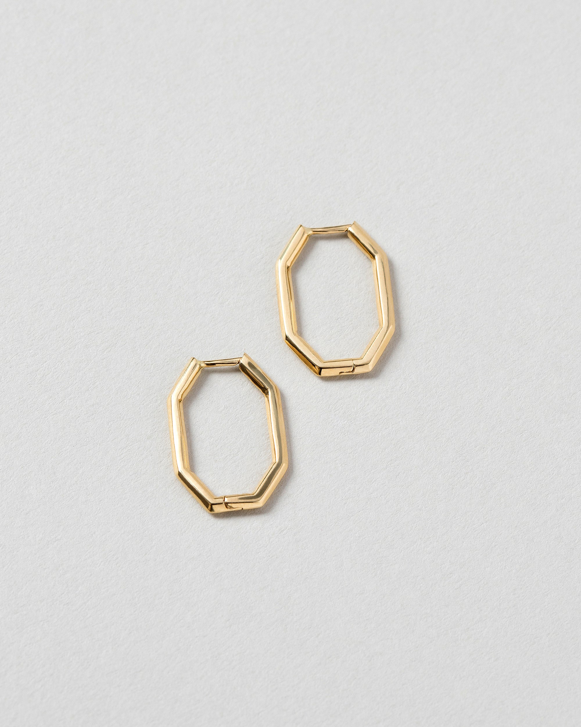 (39172)6PCS 14MM 24K Gold Color Brass Hexagon Loop Earrings