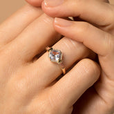 product_details::Lavender Spinel with Diamond Pavé Ring on model.