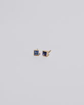 Square Stud - Blue Sapphire on light color background.