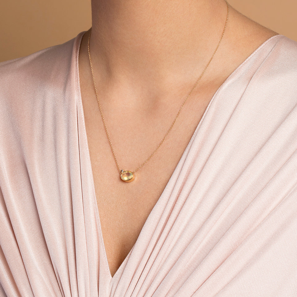 product_details::Oregon Opal Necklace on model.