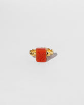 Antique Carnelian Flip Ring on light color background.