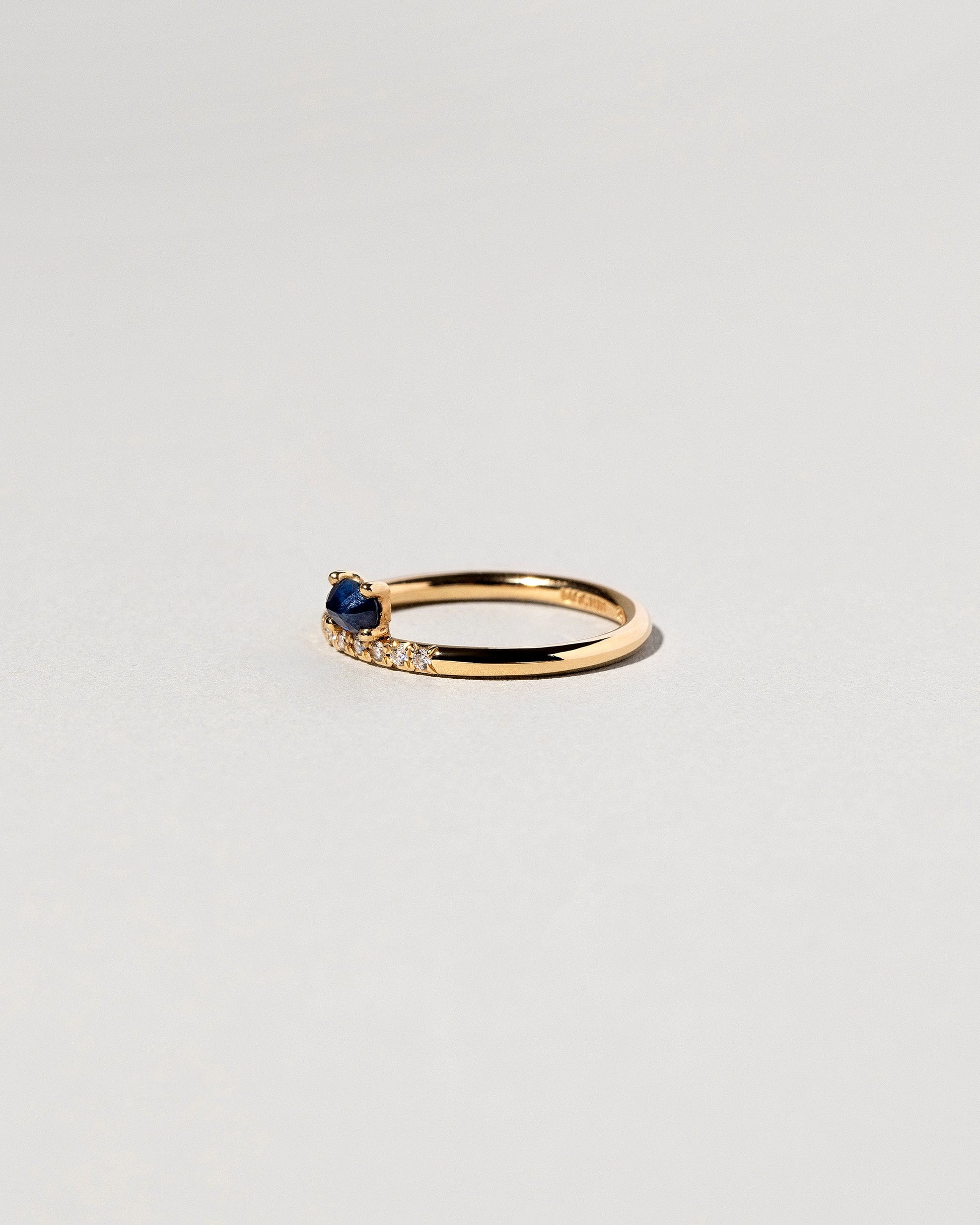  Stacked Ring - Sapphire & White Diamond on light color background.