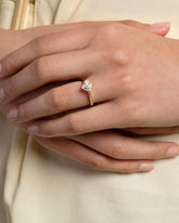 Cushion Modified Brilliant Diamond Solitaire Ring on model.