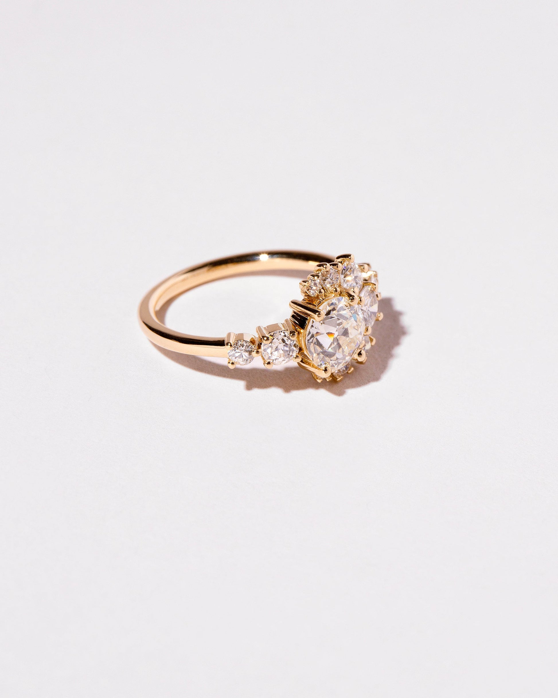  Crescent Ring - White Diamond on light color background.
