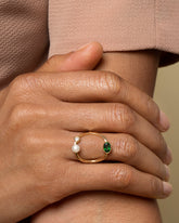 Trilogy Ring - Tsavorite on model.